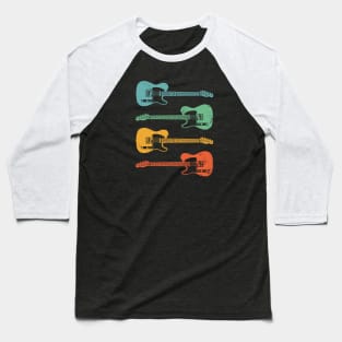 T-Style Electric Guitar Cool Retro Colors Baseball T-Shirt